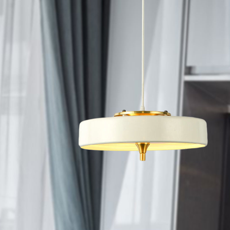 Modern Disk Pendant Light - Blue/White/Black Metal - Hanging Lamp for Bedroom