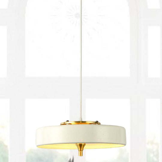 Modern Disk Pendant Light - Blue/White/Black Metal - Hanging Lamp for Bedroom