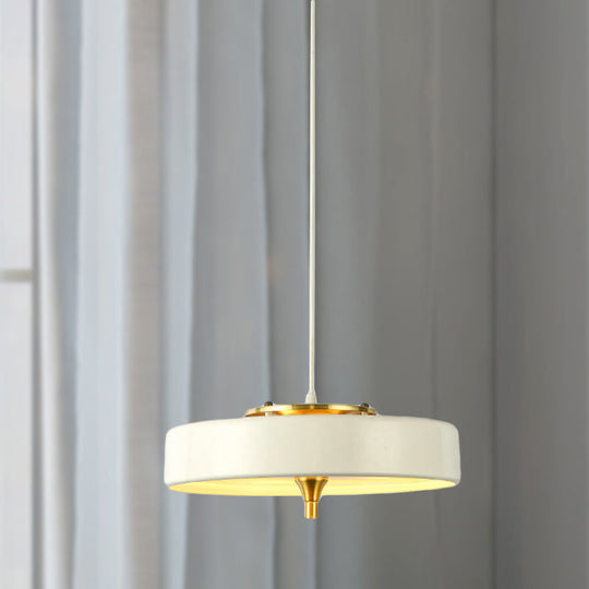 Modern Disk Pendant Light - Blue/White/Black Metal - Hanging Lamp for Bedroom