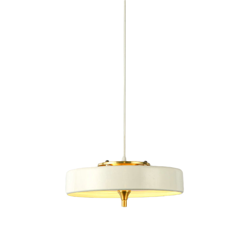 Modern Disk Pendant Light - Blue/White/Black Metal - Hanging Lamp for Bedroom