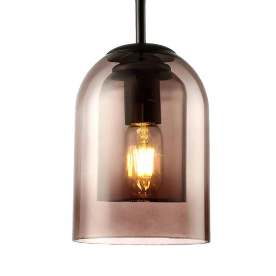 Modern Smoke Gray Glass Pendant Lamp - Bell Design for Dining Room
