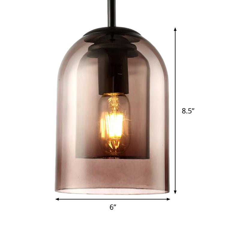 Modern Smoke Gray Glass Pendant Lamp - Bell Design for Dining Room