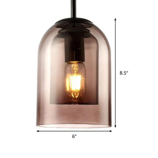 Modern Smoke Gray Glass Pendant Lamp - Bell Design for Dining Room