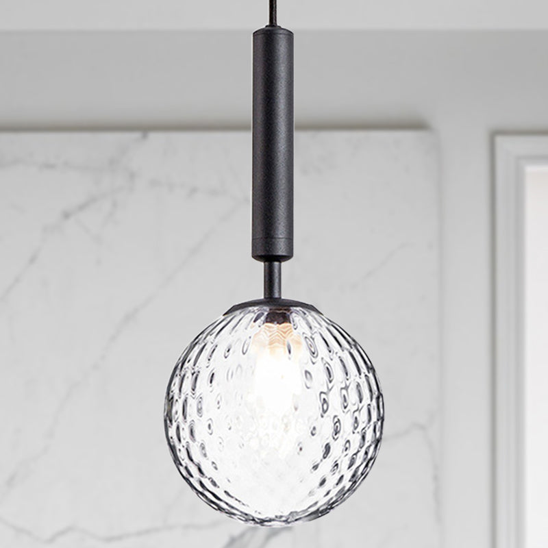 Clear Prism Glass Pendant Lamp - Modern Hanging Light Kit (1 Head) In Black/Brass