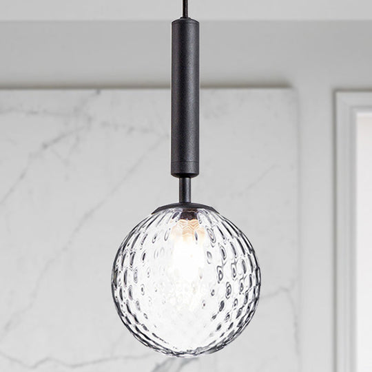 Clear Prism Glass Pendant Lamp - Modern Hanging Light Kit (1 Head) In Black/Brass