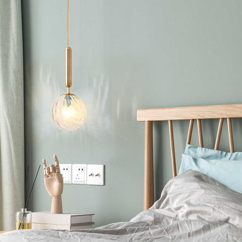 Modern Clear Prism Glass Pendant Light - 1 Head Hanging Lamp in Black/Brass