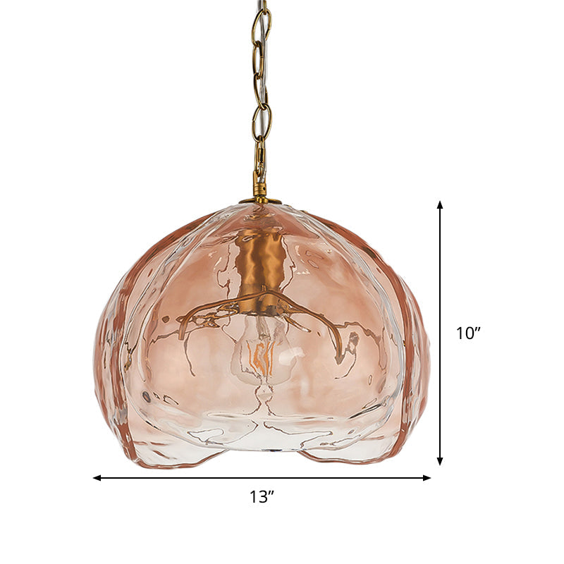 Pink Clear Glass Dome Pendant Light for Contemporary Dining Room