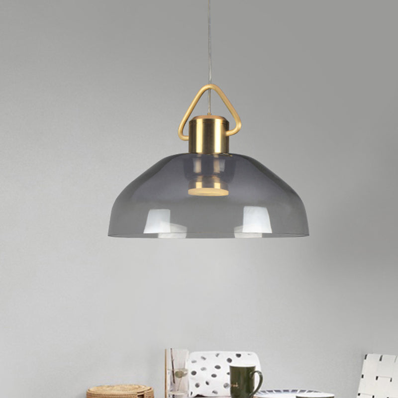 Smoky Glass Dome Pendant Light With Warm/White Bulb For Contemporary Home Décor Smoke Gray / White