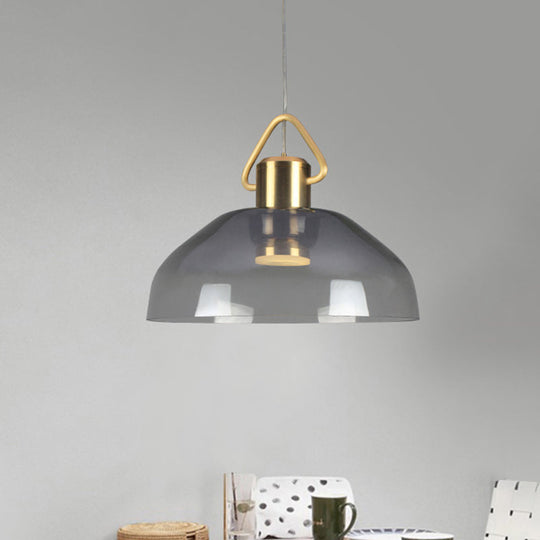 Smoky Glass Dome Pendant Light With Warm/White Bulb For Contemporary Home Décor Smoke Gray / White