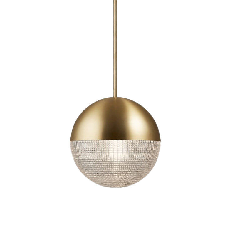 Contemporary Clear Prismatic Glass Ball Hanging Lamp - 1-Bulb Pendant Ceiling Light, Black/Gold - Bedroom Lighting