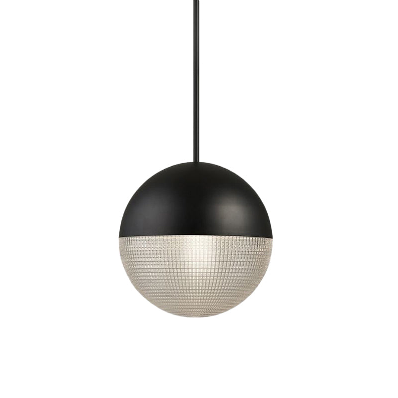 Contemporary Clear Prismatic Glass Ball Hanging Lamp - 1-Bulb Pendant Ceiling Light, Black/Gold - Bedroom Lighting