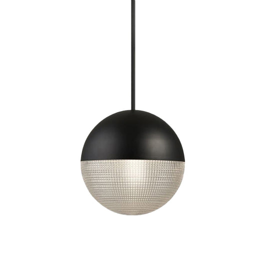 Contemporary Clear Prismatic Glass Ball Hanging Lamp - 1-Bulb Pendant Ceiling Light, Black/Gold - Bedroom Lighting