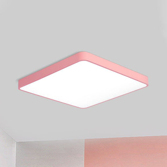 Modern Metal Led Flush Mount Ceiling Lamp In Pink Warm/White Light (19.5/25.5 Long) / 19.5 Warm