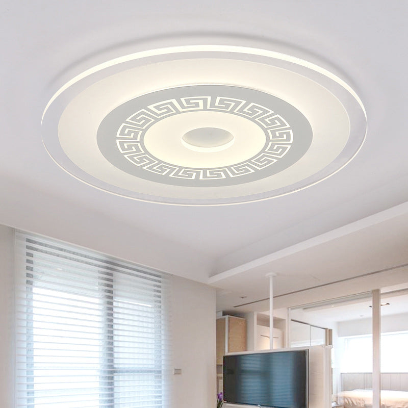 Chinese Style Ultrathin White Disc LED Flush Lamp - 16"/19.5"/23.5" W, Acrylic Ceiling Flush Mount, Warm/White Light
