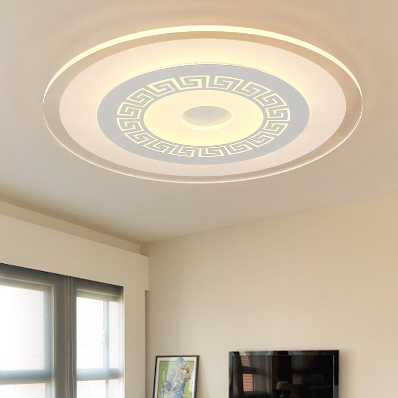 Chinese Style Ultrathin White Disc LED Flush Lamp - 16"/19.5"/23.5" W, Acrylic Ceiling Flush Mount, Warm/White Light