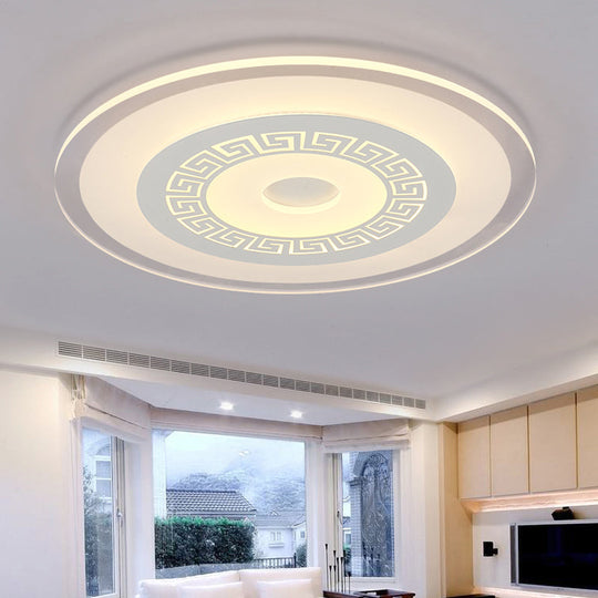 Chinese Style Ultrathin White Disc LED Flush Lamp - 16"/19.5"/23.5" W, Acrylic Ceiling Flush Mount, Warm/White Light