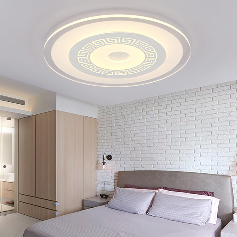 Chinese Style Ultrathin White Disc LED Flush Lamp - 16"/19.5"/23.5" W, Acrylic Ceiling Flush Mount, Warm/White Light