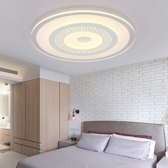 Chinese Style Ultrathin White Disc LED Flush Lamp - 16"/19.5"/23.5" W, Acrylic Ceiling Flush Mount, Warm/White Light