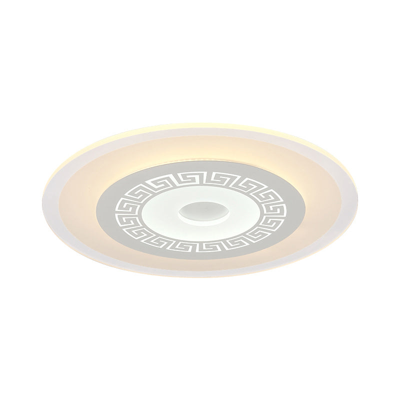 Chinese Style Ultrathin White Disc LED Flush Lamp - 16"/19.5"/23.5" W, Acrylic Ceiling Flush Mount, Warm/White Light