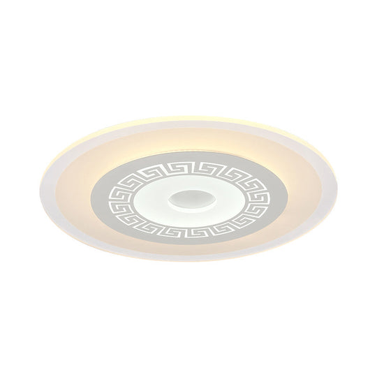 Chinese Style Ultrathin White Disc LED Flush Lamp - 16"/19.5"/23.5" W, Acrylic Ceiling Flush Mount, Warm/White Light