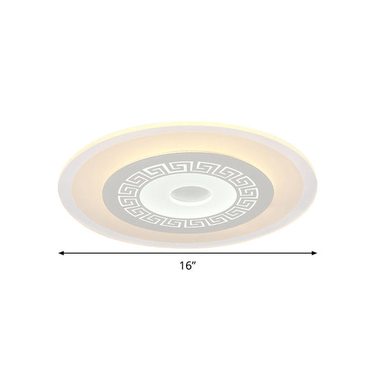 Chinese Style Ultrathin White Disc Led Flush Lamp - 16/19.5/23.5 W Acrylic Ceiling Mount Warm/White