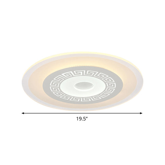 Chinese Style Ultrathin White Disc LED Flush Lamp - 16"/19.5"/23.5" W, Acrylic Ceiling Flush Mount, Warm/White Light