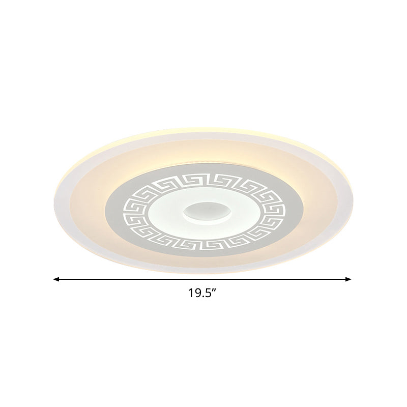 Chinese Style Ultrathin White Disc Led Flush Lamp - 16/19.5/23.5 W Acrylic Ceiling Mount Warm/White