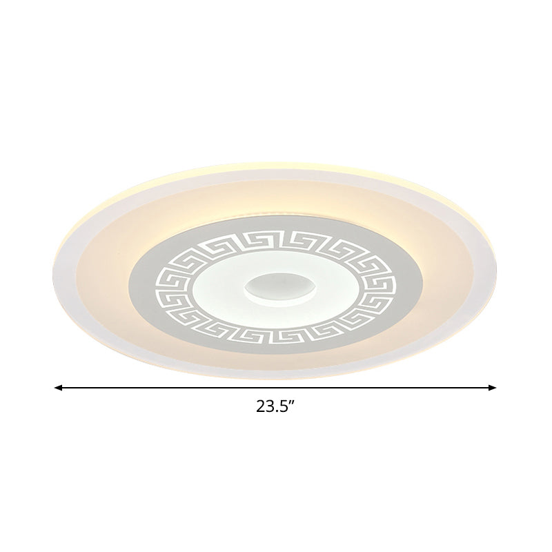 Chinese Style Ultrathin White Disc LED Flush Lamp - 16"/19.5"/23.5" W, Acrylic Ceiling Flush Mount, Warm/White Light