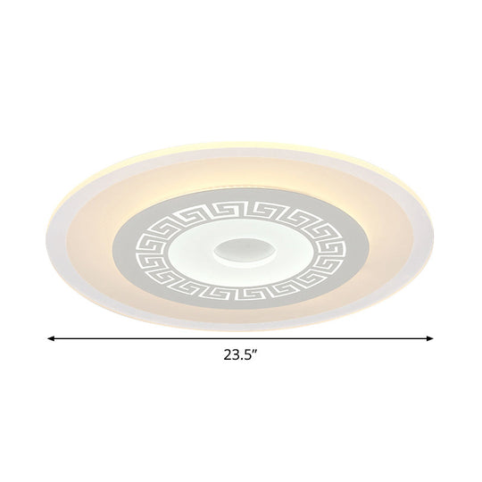Chinese Style Ultrathin White Disc LED Flush Lamp - 16"/19.5"/23.5" W, Acrylic Ceiling Flush Mount, Warm/White Light