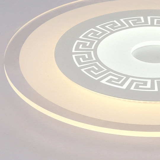 Chinese Style Ultrathin White Disc LED Flush Lamp - 16"/19.5"/23.5" W, Acrylic Ceiling Flush Mount, Warm/White Light