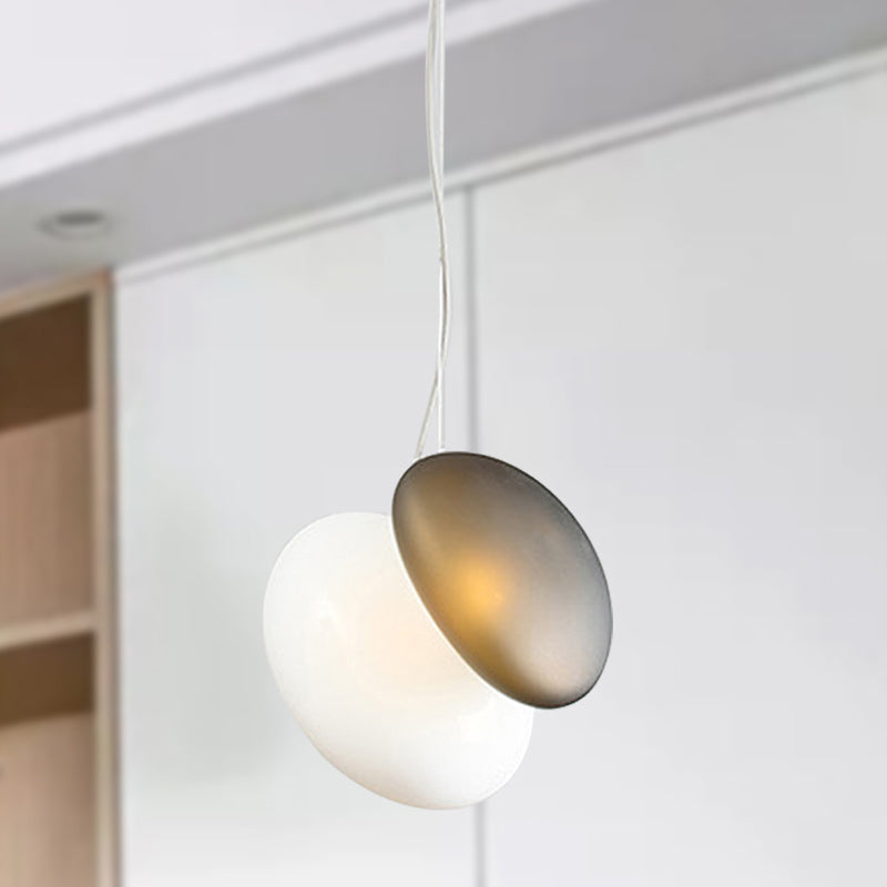 Contemporary White Glass Pendant Light for Dining Room Ceiling