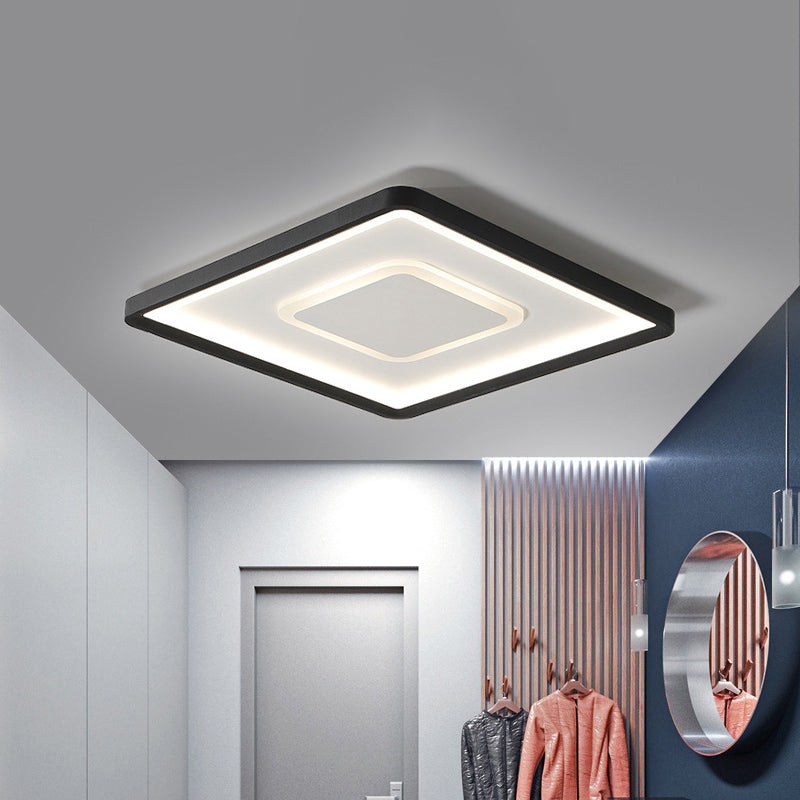 Modern LED Ceiling Light - Aluminum Square Flush Mount Lamp in Black - 16"/19.5" Wide - Stepless Dimming - Warm/White Light - Remote Control