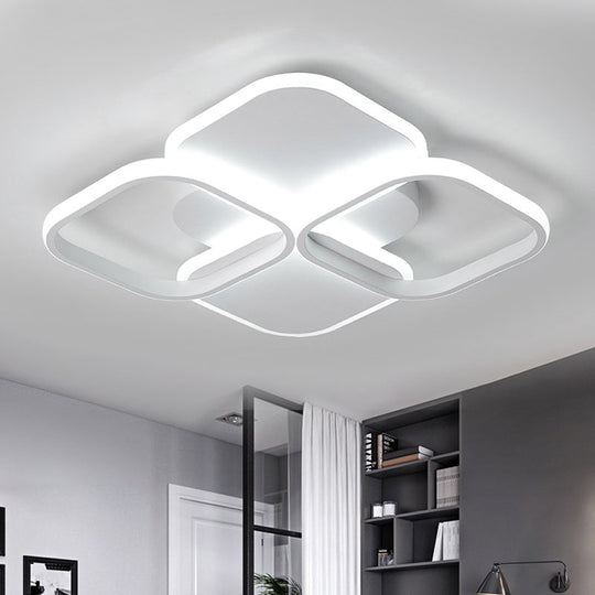 Modern LED Rhombus Ceiling Light in White/Black, 16"/19.5" Wide, Flush Mount Acrylic Lamp