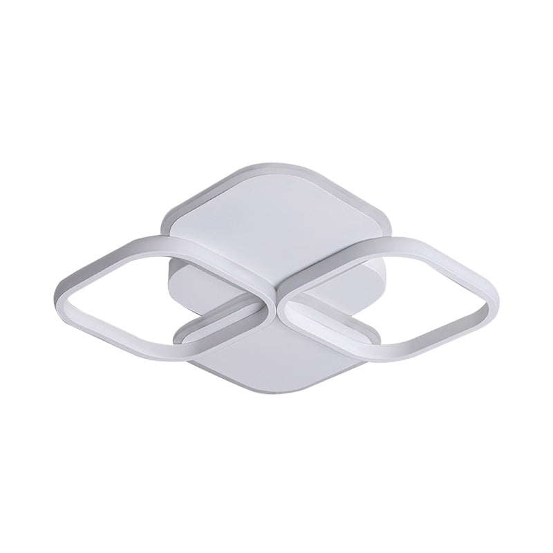 Modern LED Rhombus Ceiling Light in White/Black, 16"/19.5" Wide, Flush Mount Acrylic Lamp