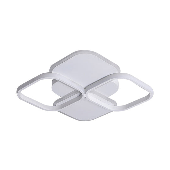 Modern LED Rhombus Ceiling Light in White/Black, 16"/19.5" Wide, Flush Mount Acrylic Lamp