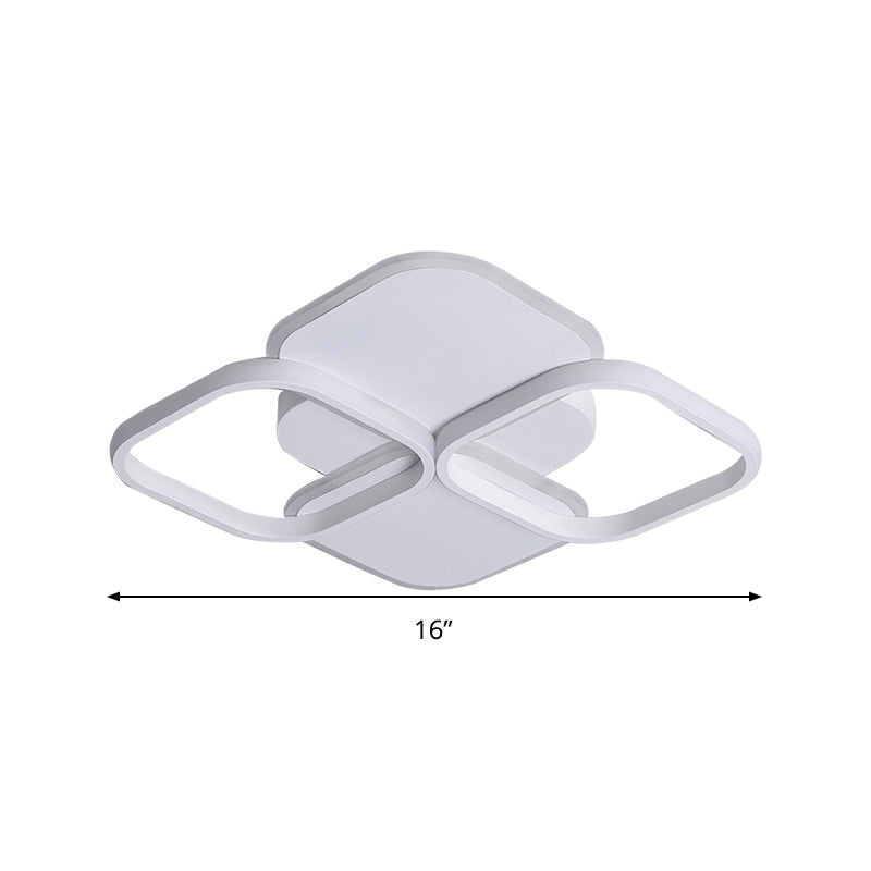 Modern Led Rhombus Ceiling Light In White/Black 16/19.5 Wide Flush Mount Acrylic Lamp