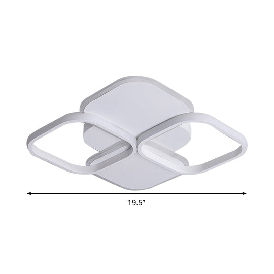 Modern LED Rhombus Ceiling Light in White/Black, 16"/19.5" Wide, Flush Mount Acrylic Lamp