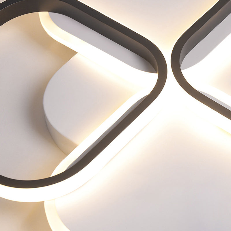 Modern LED Rhombus Ceiling Light in White/Black, 16"/19.5" Wide, Flush Mount Acrylic Lamp