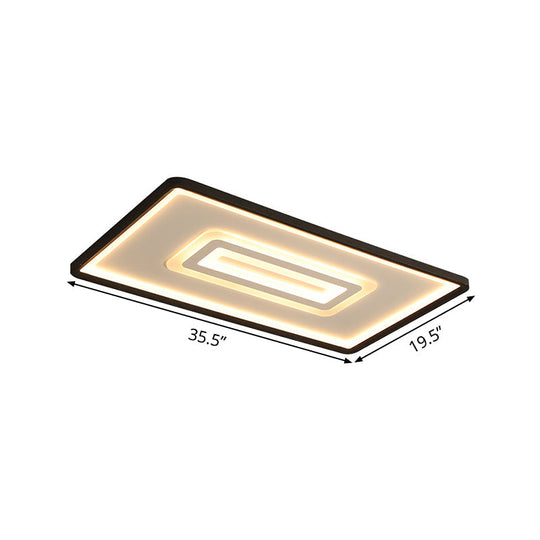 Dual Rectangle Flush Nordic Style Black Metal Light - 35.5"/43" Width, Warm/White Light, Stepless Dimming with Remote Control - Indoor Fixture