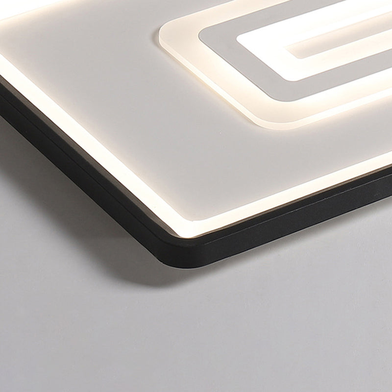 Dual Rectangle Flush Nordic Style Black Metal Light - 35.5"/43" Width, Warm/White Light, Stepless Dimming with Remote Control - Indoor Fixture