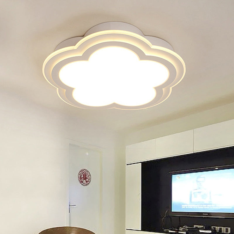 Simple Cloud Shade LED Ceiling Light - White Acrylic Flush Mount Lamp (16"/19.5"/23.5") - Warm/White Light