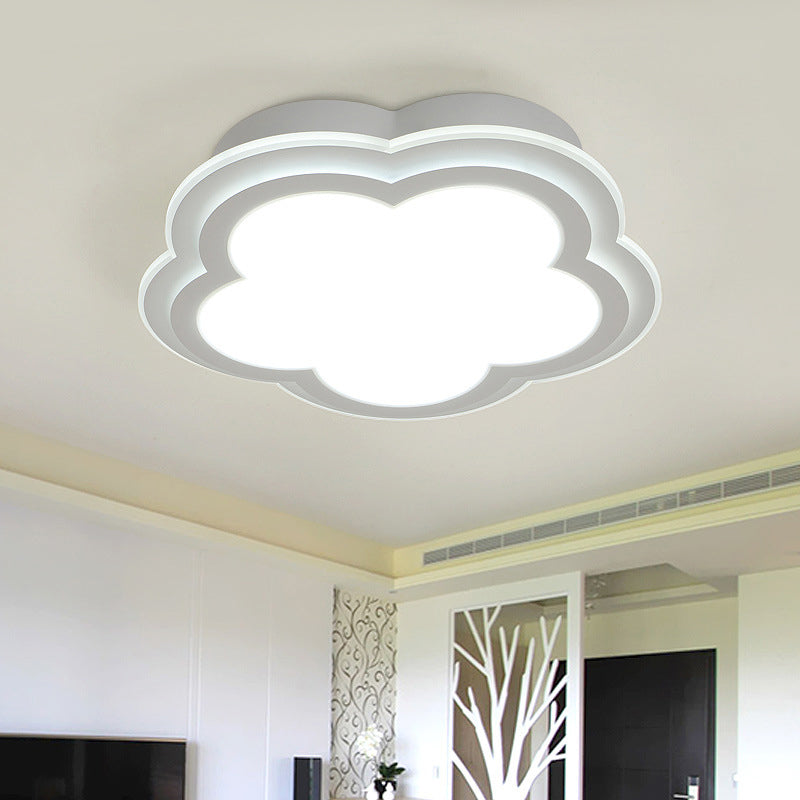 Simple Cloud Shade LED Ceiling Light - White Acrylic Flush Mount Lamp (16"/19.5"/23.5") - Warm/White Light