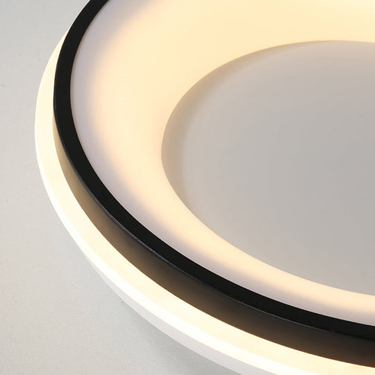 Modern Nordic Drum Flush Mount LED Ceiling Light in Metallic Black with Stepless Dimming Control - Warm/White Light + Remote