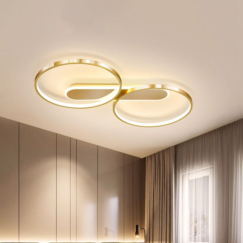 Modern Acrylic LED Gold Flush Mount Ceiling Light with Halo-Like Ring Design in Warm/White Light, 22.5"/31" Long