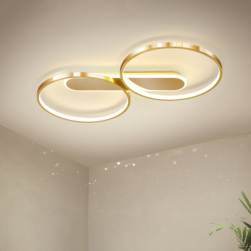Modern Acrylic LED Gold Flush Mount Ceiling Light with Halo-Like Ring Design in Warm/White Light, 22.5"/31" Long