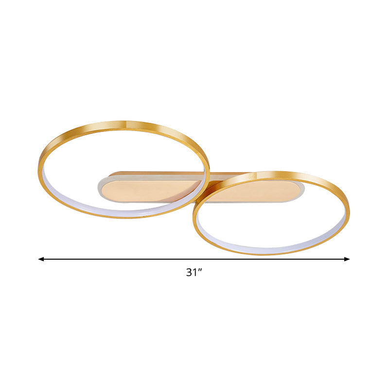 Modern Acrylic LED Gold Flush Mount Ceiling Light with Halo-Like Ring Design in Warm/White Light, 22.5"/31" Long