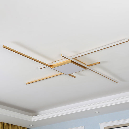 Modern Gold LED Ceiling Mounted Flush Mount Lamp with Acrylic Shade - 69"/82.5"W Linear