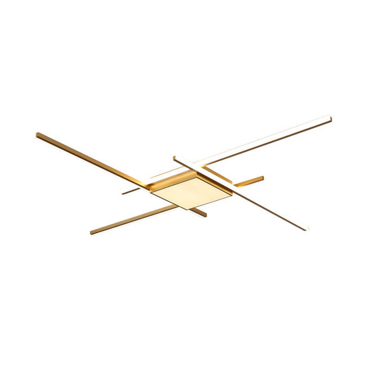 Modern Gold Led Ceiling Mounted Flush Mount Lamp With Acrylic Shade - 69/82.5W Linear