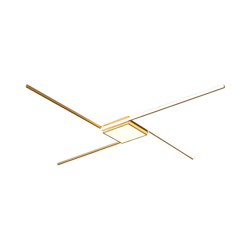 Modern Gold LED Ceiling Mounted Flush Mount Lamp with Acrylic Shade - 69"/82.5"W Linear