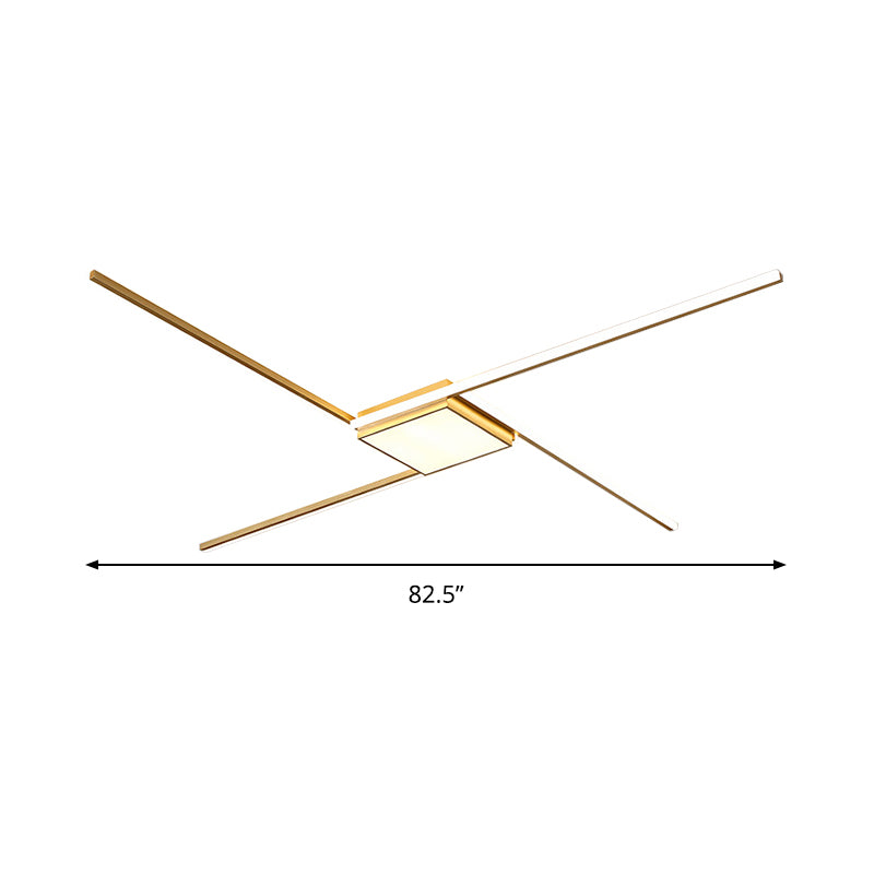 Modern Gold LED Ceiling Mounted Flush Mount Lamp with Acrylic Shade - 69"/82.5"W Linear